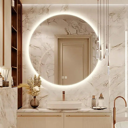 Round LED Bathroom Vanity Mirror With Dimmable Lights - CosmoGloⓇ
