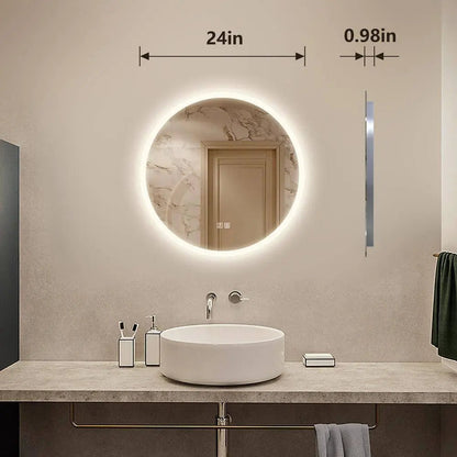 Round LED Bathroom Vanity Mirror With Dimmable Lights - CosmoGloⓇ