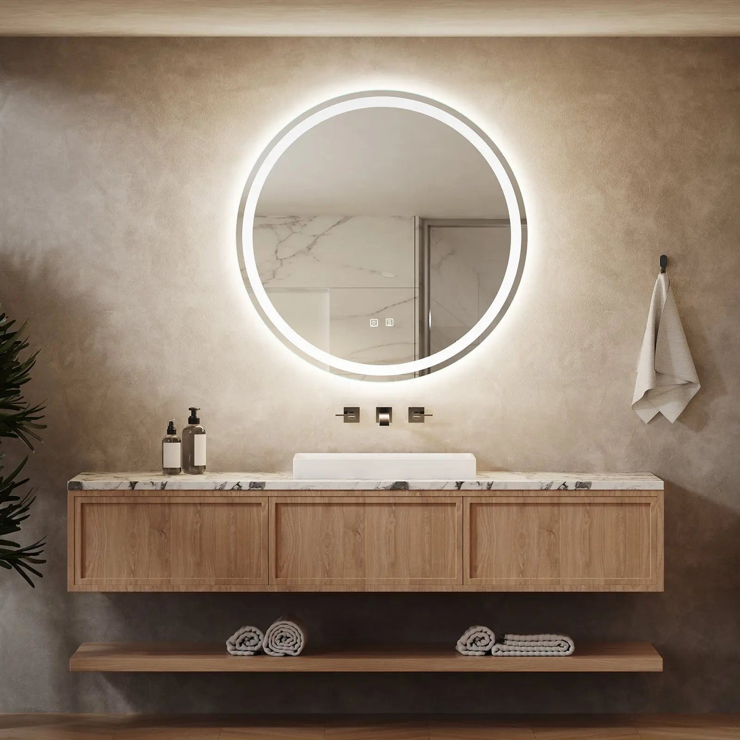 Round Led Mirror Bathroom Vanity Mirror With Dimmable Lights - CosmoGloⓇ