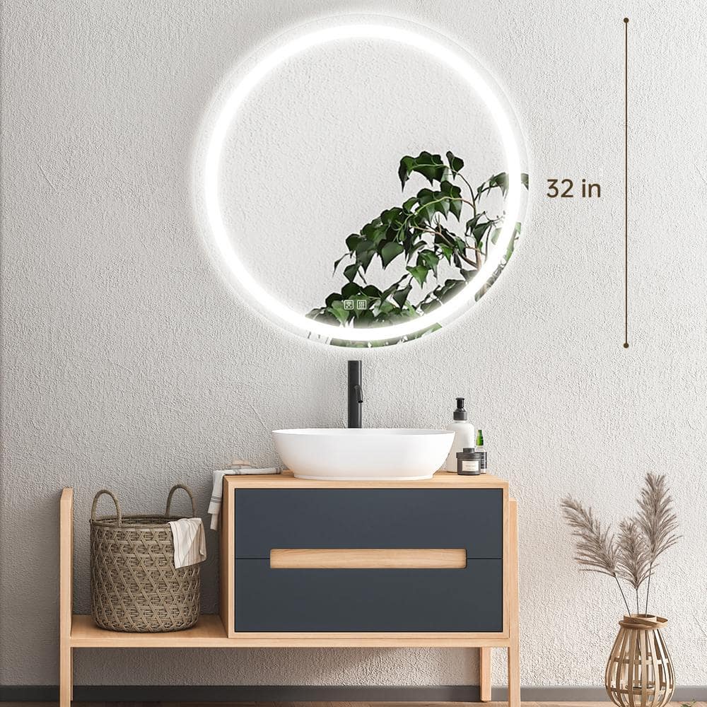 Round Led Mirror Bathroom Vanity Mirror With Dimmable Lights - CosmoGloⓇ