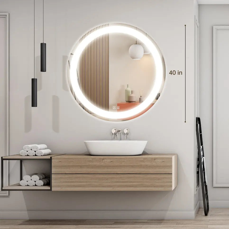 Round Led Mirror Bathroom Vanity Mirror With Dimmable Lights - CosmoGloⓇ