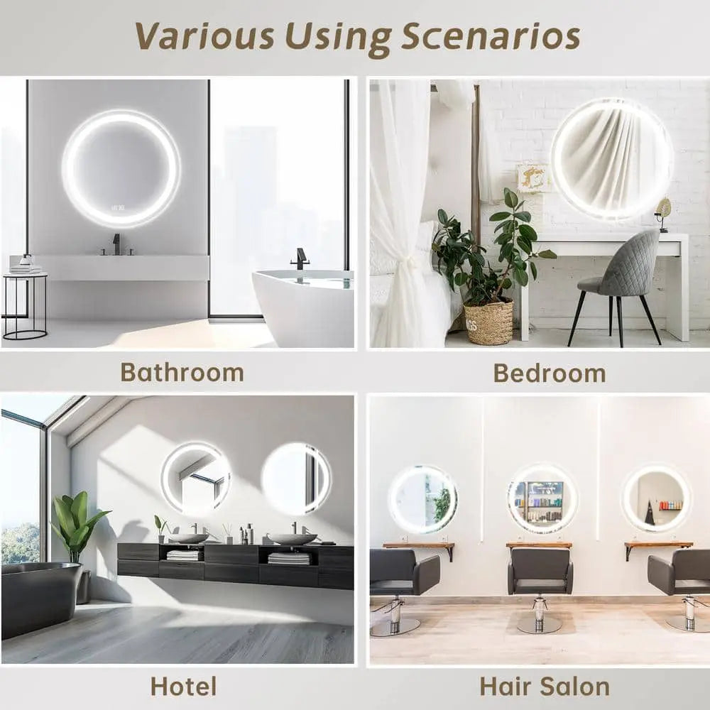 Round Led Mirror Bathroom Vanity Mirror With Dimmable Lights - CosmoGloⓇ