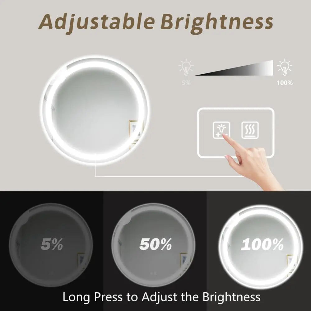 Round Led Mirror Bathroom Vanity Mirror With Dimmable Lights - CosmoGloⓇ