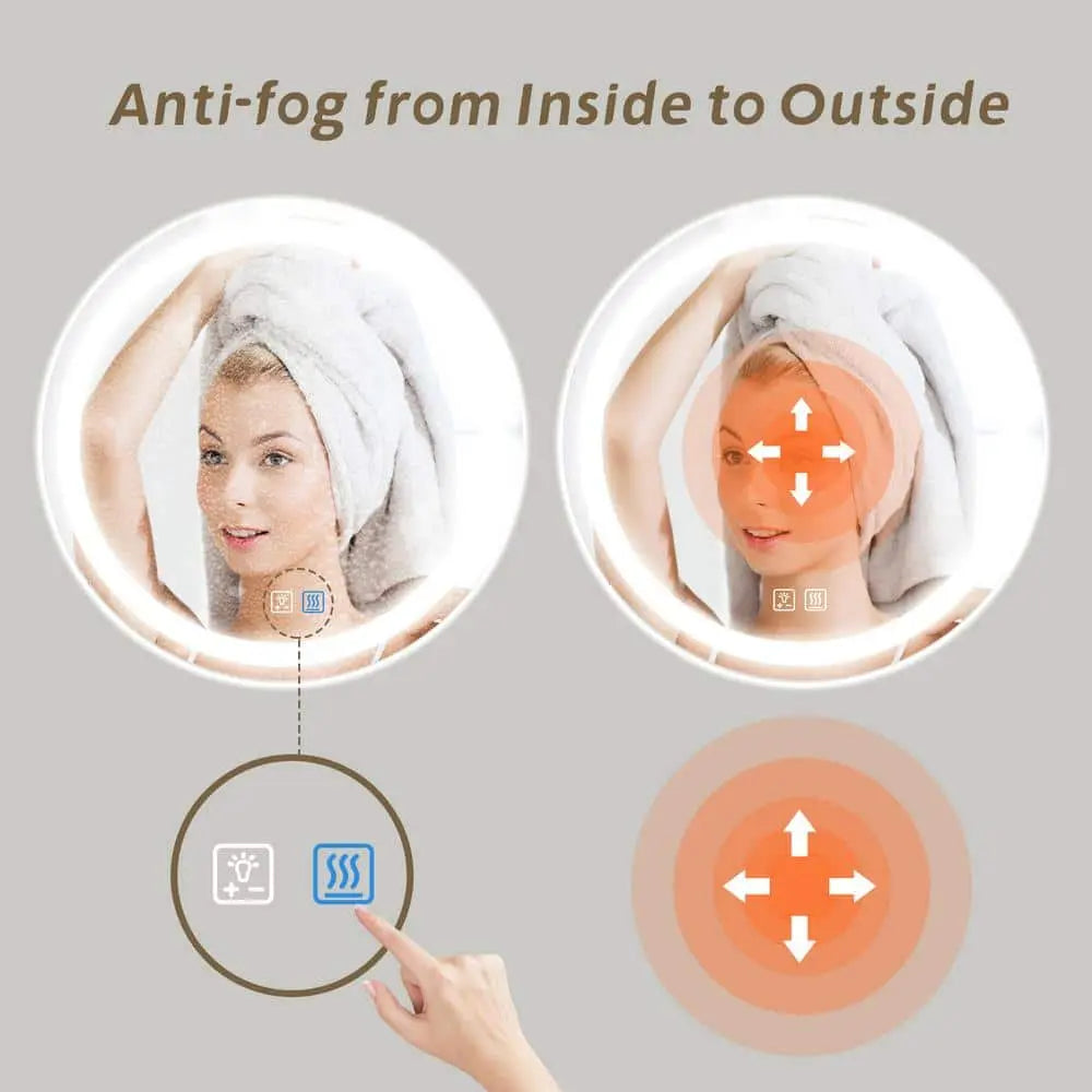Round Led Mirror Bathroom Vanity Mirror With Dimmable Lights - CosmoGloⓇ