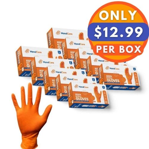 HandCare Orange Nitrile Gloves - Powder Free (8 Mil), 1,000 Gloves - BOGO 20% OFF