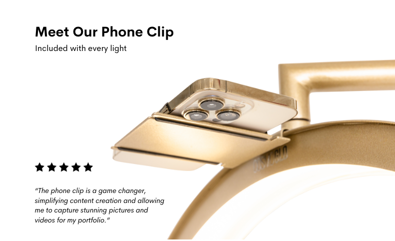 Phone holder, phone clip for CosmoGlo lights for filming during services and filming clients during services with our custom designed phone holder