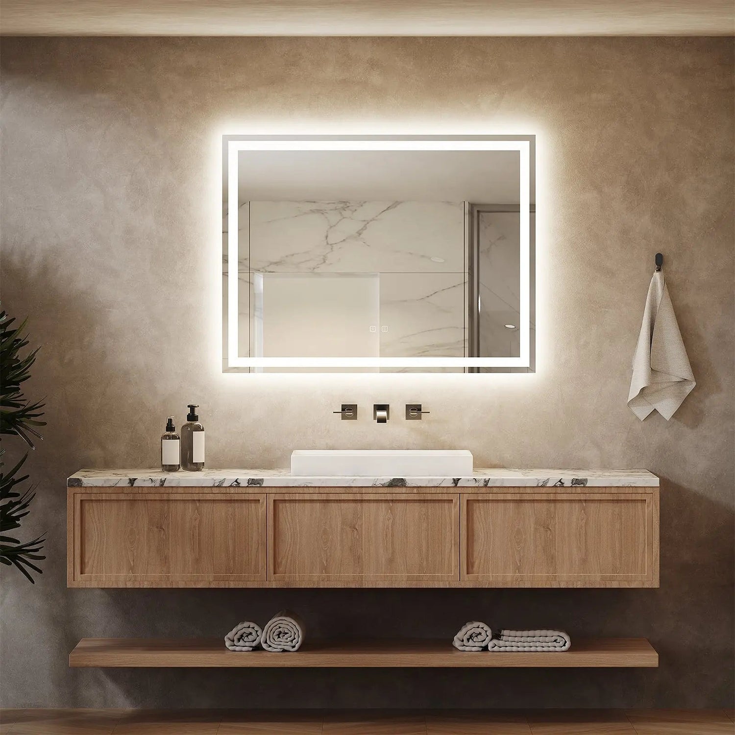 Standard Center Glow LED Bathroom Mirror - CosmoGloⓇ