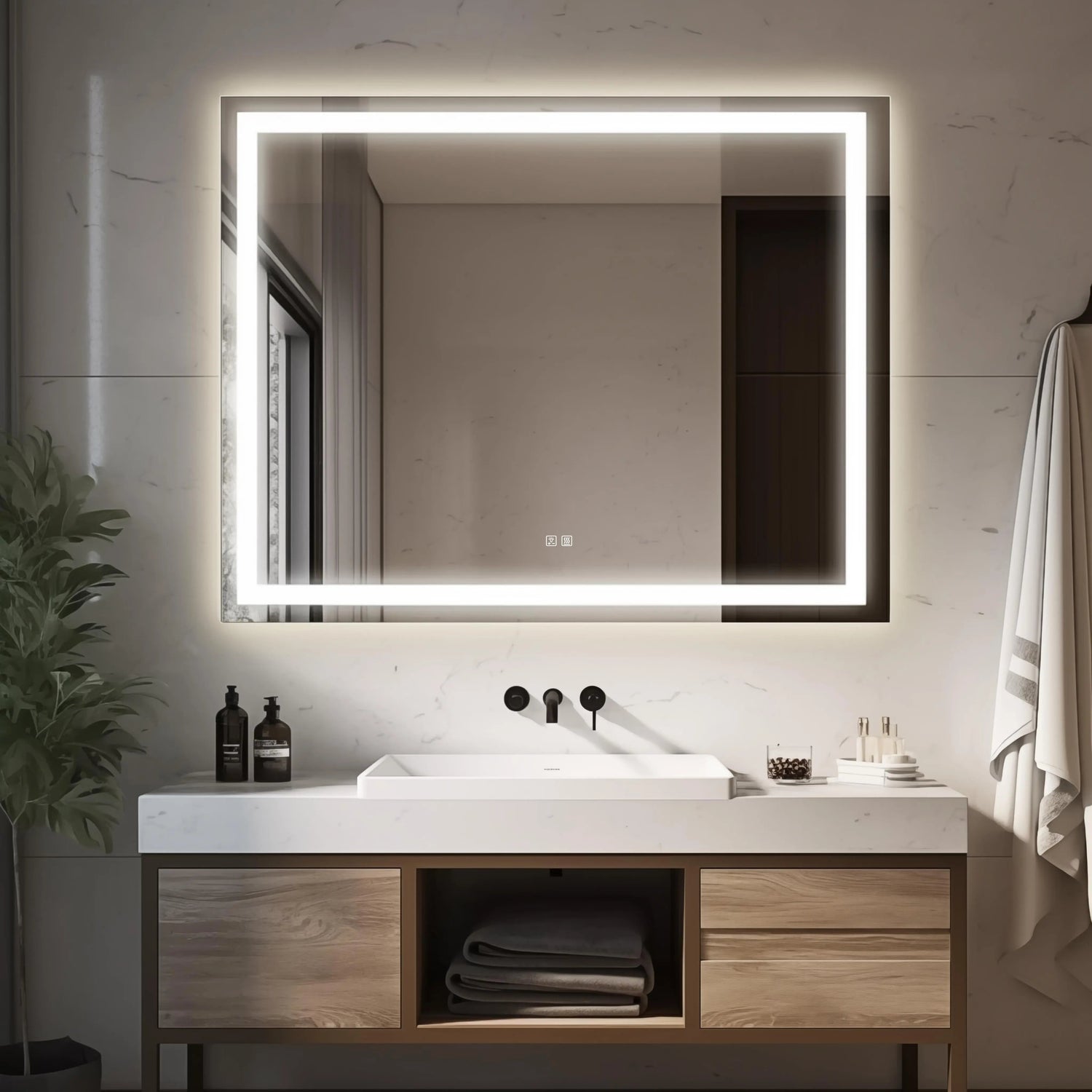 Standard Center Glow LED Bathroom Mirror - CosmoGloⓇ