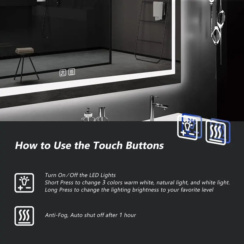 Standard Center Glow LED Bathroom Mirror - CosmoGloⓇ