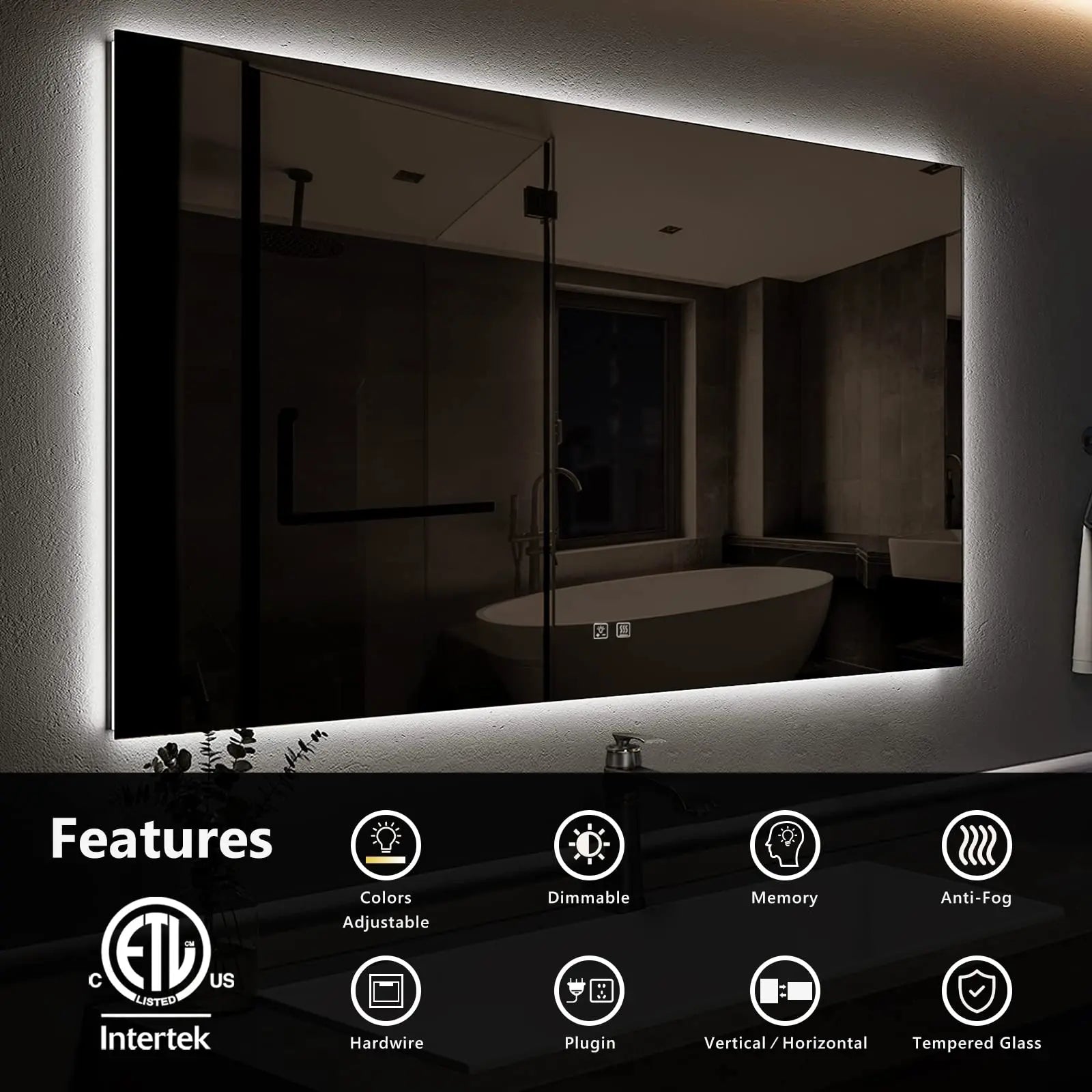 Standard Sleek Backlit LED Bathroom Mirror - CosmoGloⓇ