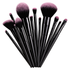 Set of 13 professional makeup brushes with black and pink soft bristles from CosmoGloⓇ, including face and eye brush tools.