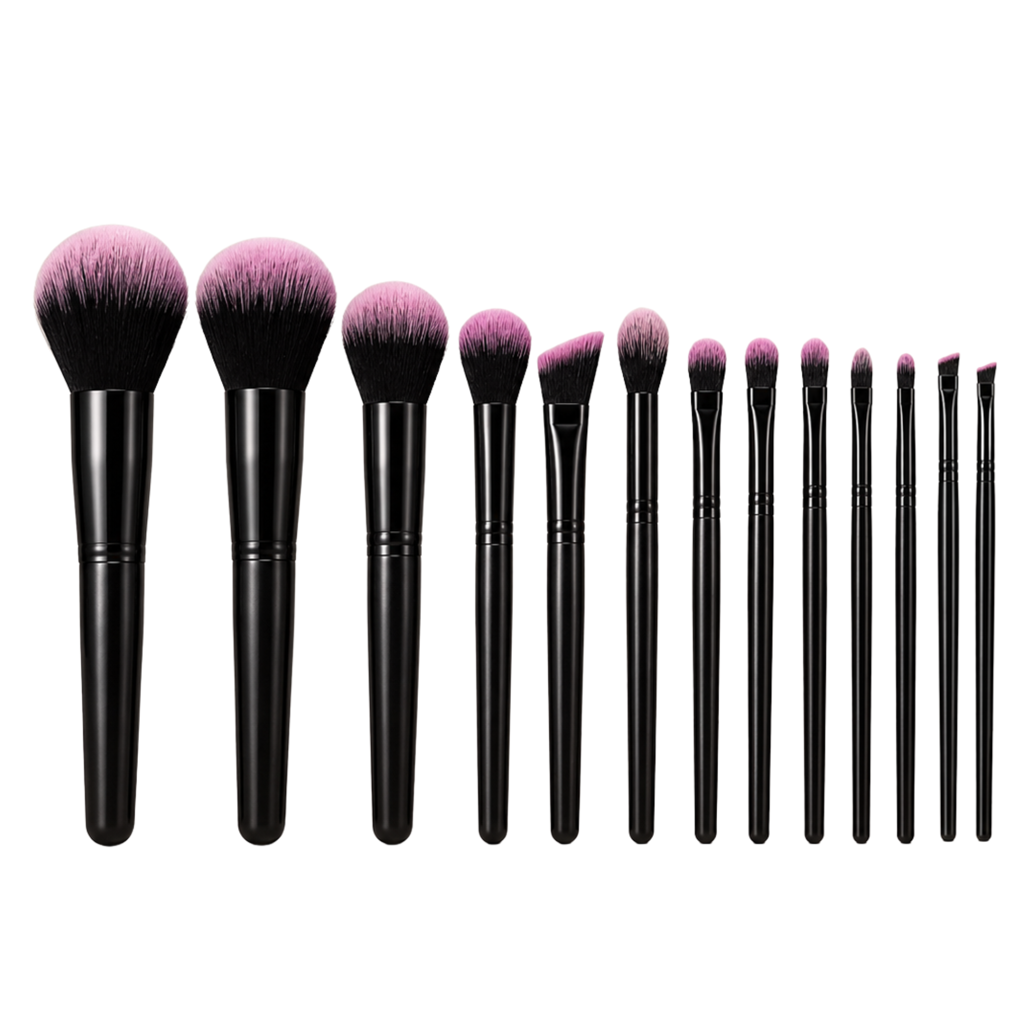 13-Piece Professional Makeup Brush Set | Black &amp; Pink Soft Bristle Brushes