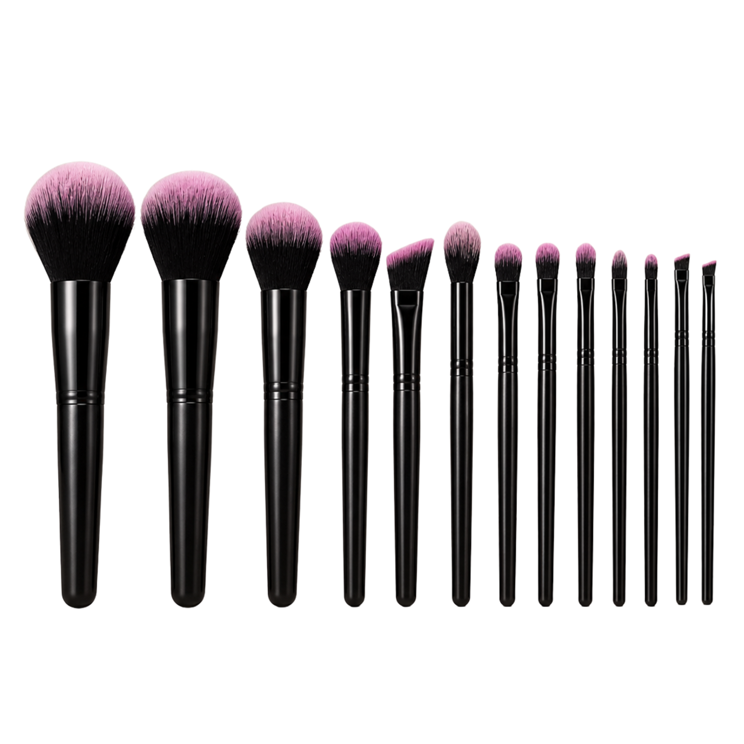 13-Piece Professional Makeup Brush Set | Black &amp; Pink Soft Bristle Brushes