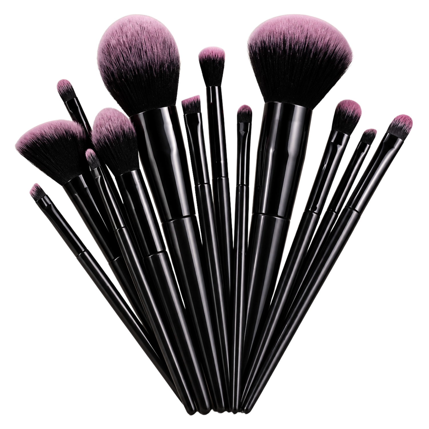 13-Piece Professional Makeup Brush Set | Black &amp; Pink Soft Bristle Brushes