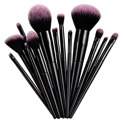 13-Piece Professional Makeup Brush Set | Black &amp; Pink Soft Bristle Brushes