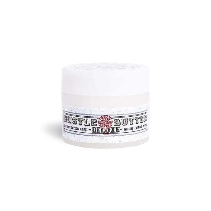 Hustle Butter Deluxe Aftercare Tattoo Balm available at Bleeding Ink Tattoo Supply - retail partner of CosmoGlo