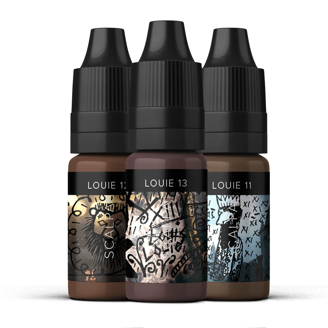 intersteller pigment set by scalpa, a pmu hub supply brand for permanent makeup artists looking for pmu supplies. Interstellar Pigment Set (Louie Collection) by Scalpa
