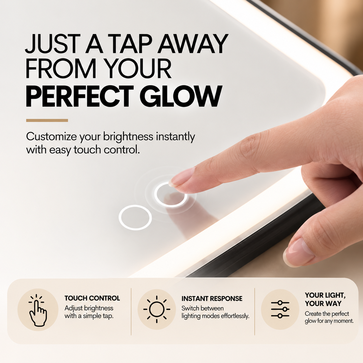 Lighted car visor mirror from The CosmoGlo accessories line, showing a compact mirror with built-in LED lighting.