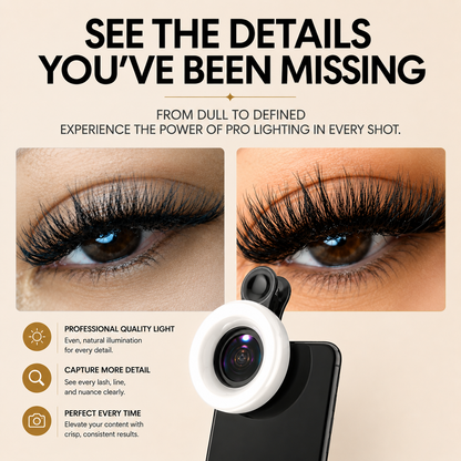 Black CosmoGlo Mini Ring Light Macro Lens accessory for enhanced close-up photography and detailed images.