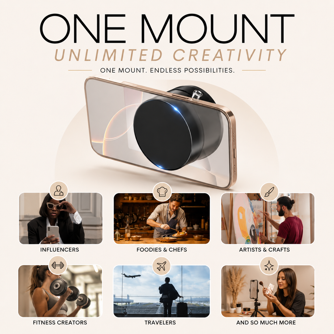 Black Content MagMount accessory by The CosmoGlo with magnetic design for secure mounting.