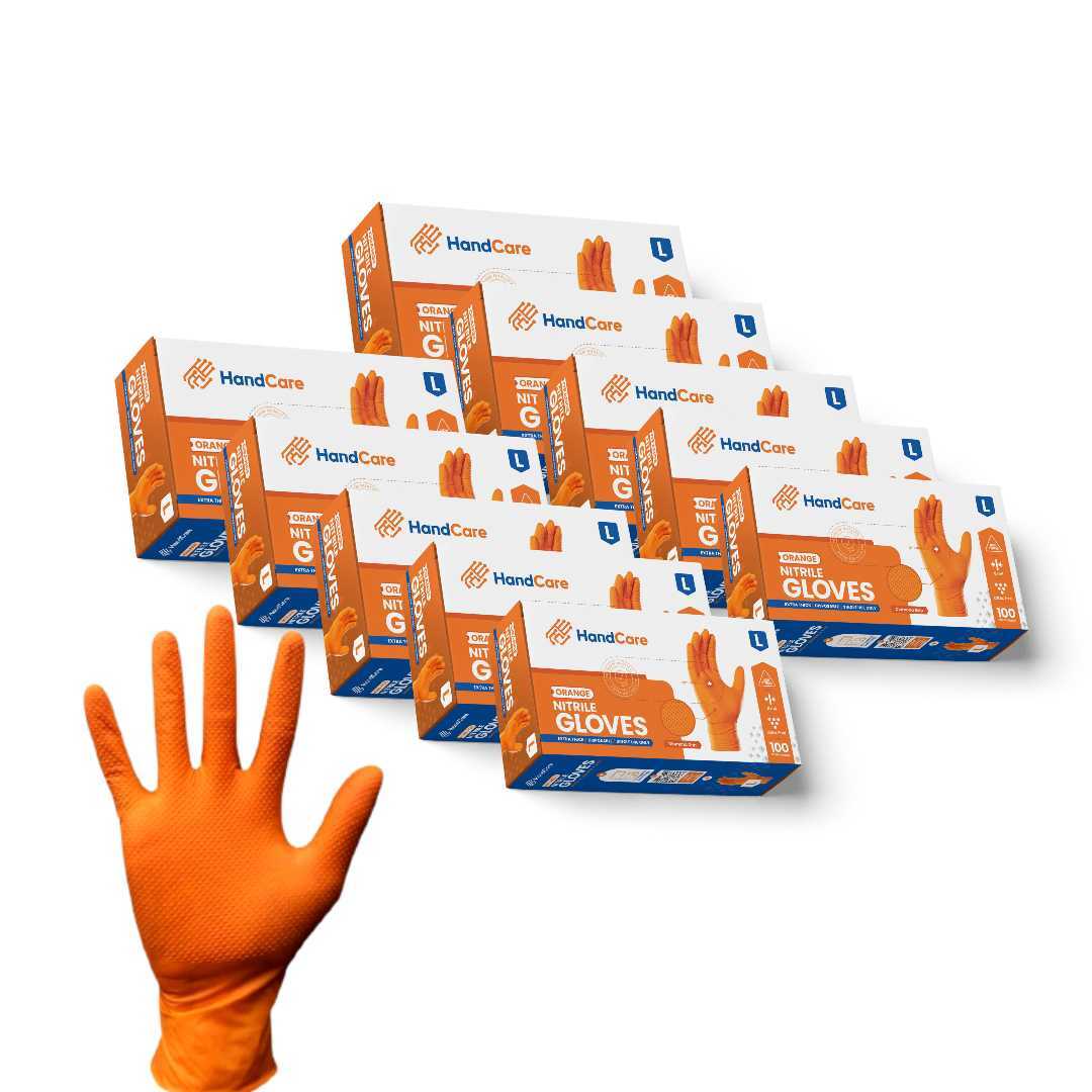 HandCare Orange Nitrile Gloves - Powder Free (8 Mil), 1,000 Gloves - BOGO 20% OFF