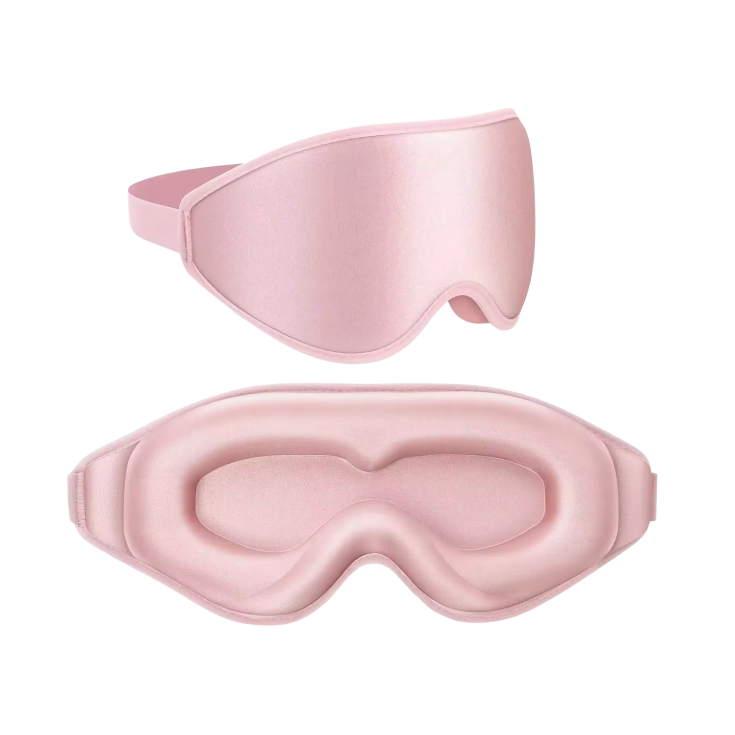 Two pink sleep masks on a white background
