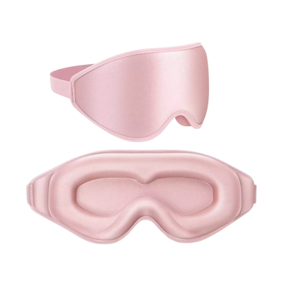 Two pink sleep masks on a white background