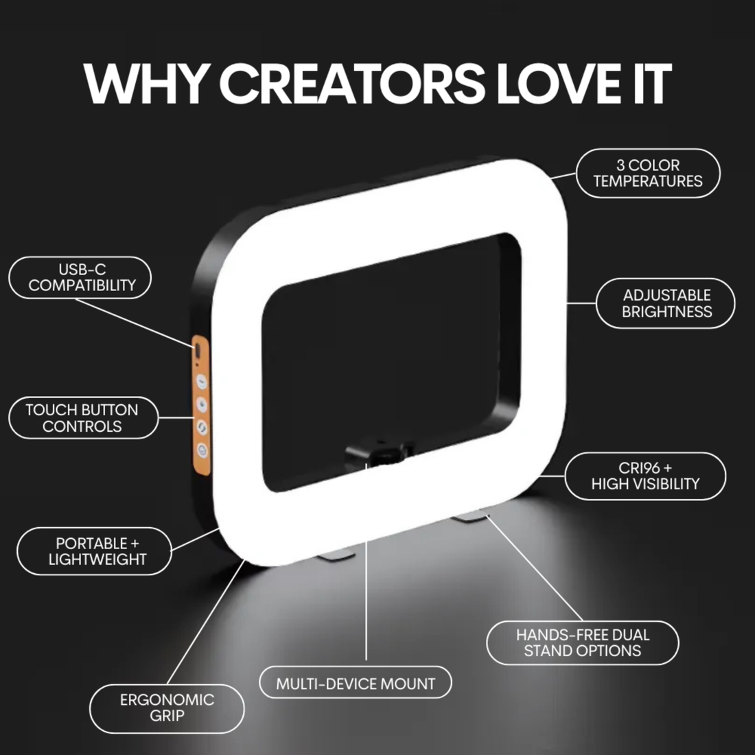 The CosmoGlo LED Content Frame accessory with illuminated display area for decorative or informational use.