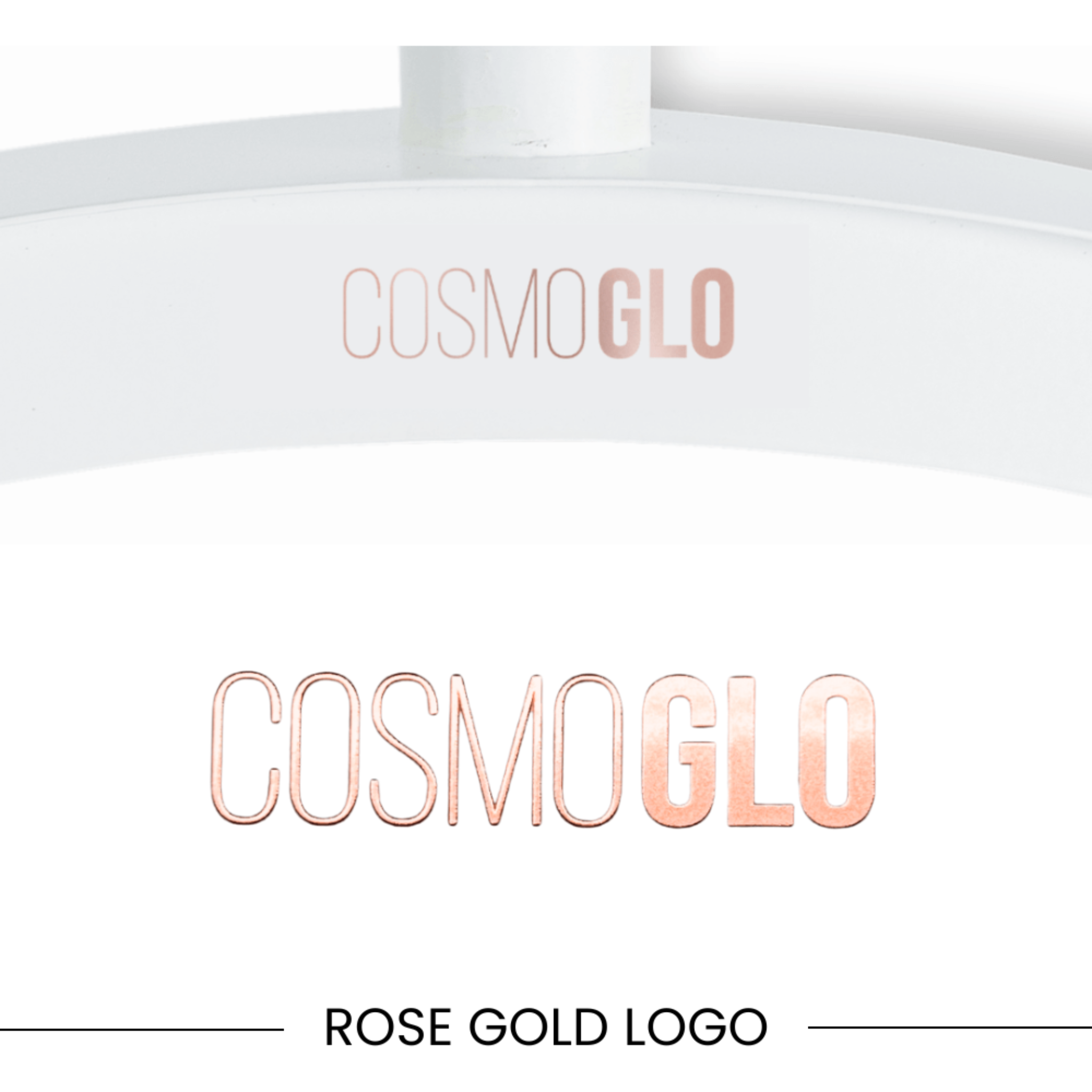 Set of four gold CosmoGlo logo decals, accessories featuring the brand&