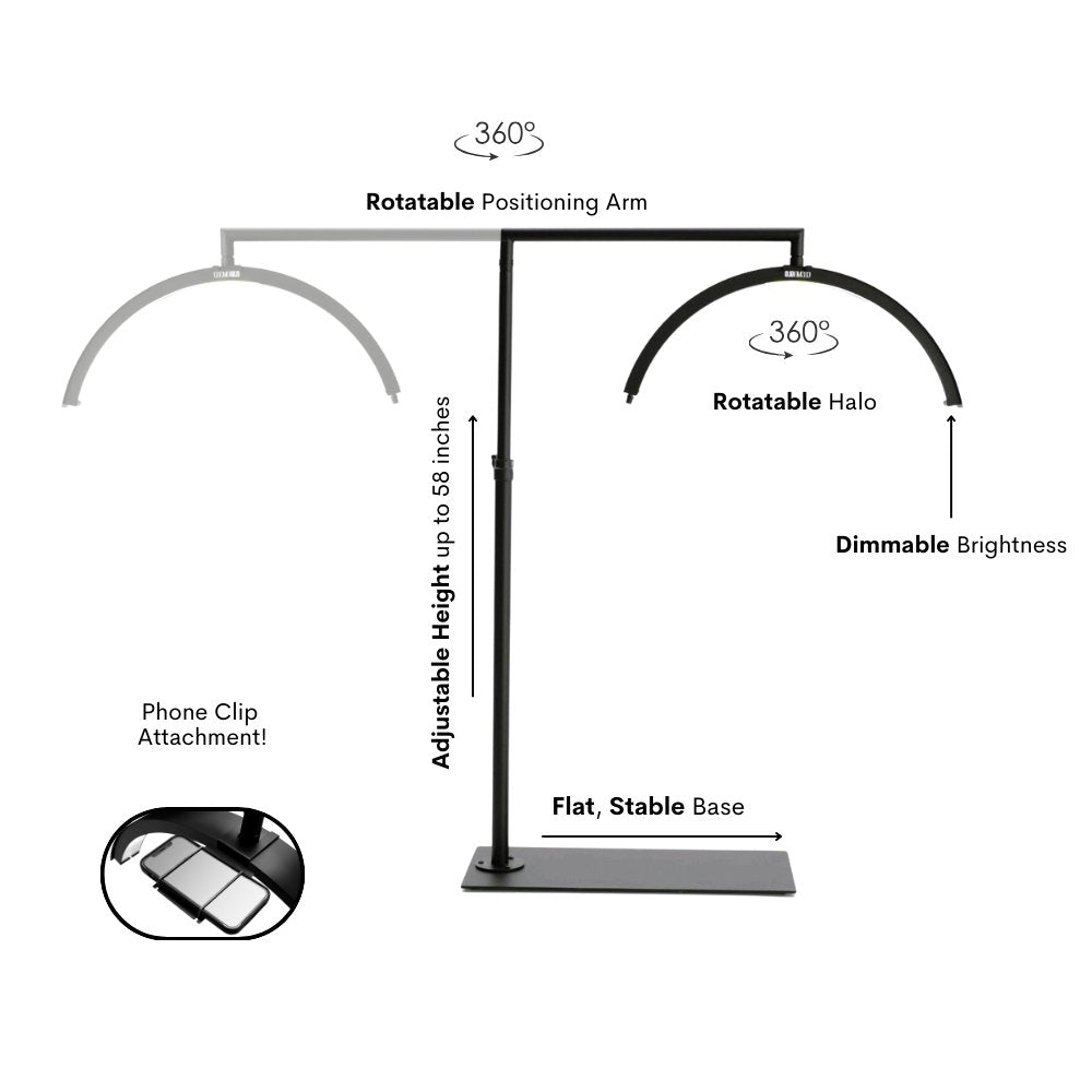CosmoGlo Original Light Bundle + Phone Clip - The CosmoGloBUNDLE. cosmoglow. half moon lash light. ring light estheticians and lash techs lash artists
