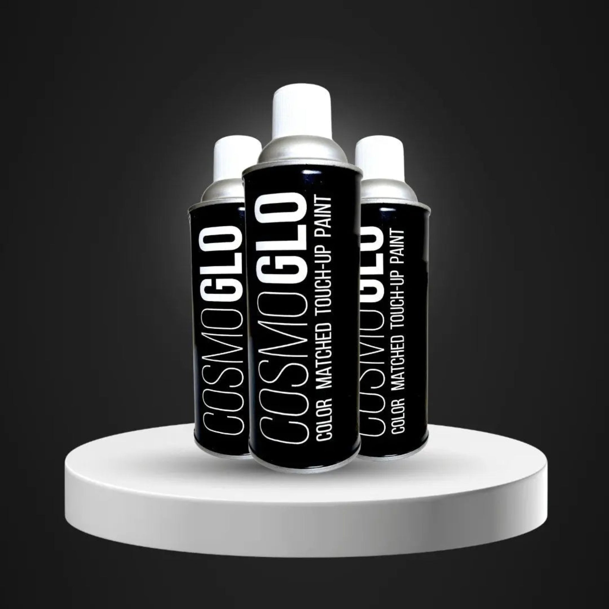 Black CosmoGlo Touch Up Paint in a container, designed for quick repair and touch-ups on various surfaces.