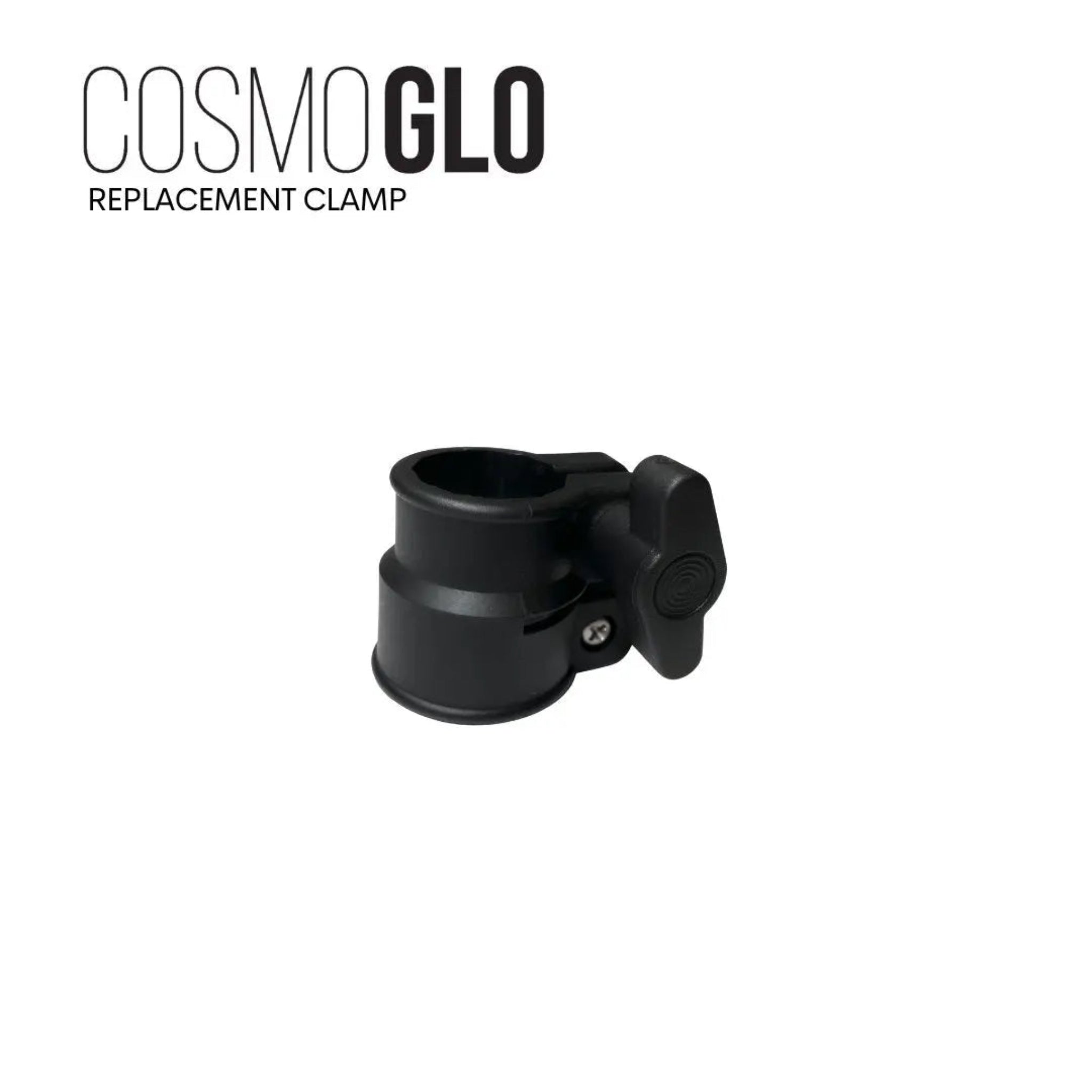 Replacement clamp part from The CosmoGlo, showing a metal clamp with adjustable screw for secure attachment.