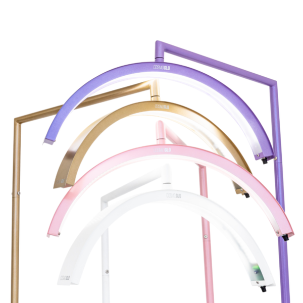 Set of colorful LED light strips in various colors on a white background