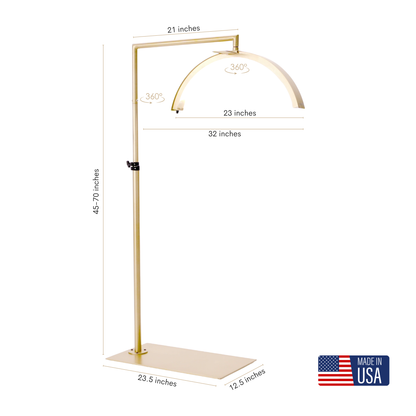 Gold floor lamp with dimensions and &